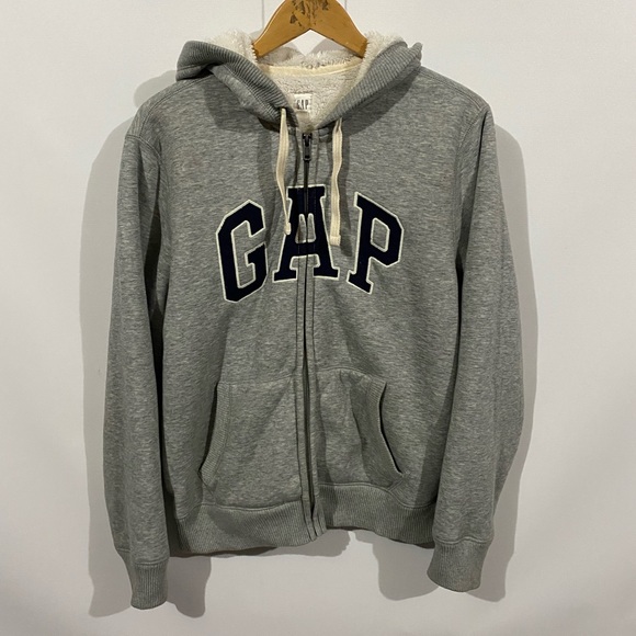 GAP Other - Gap gray sherpa lined spell out hoodie sweatshirt